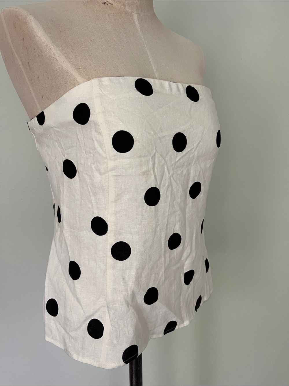 Ann Taylor Strapless Black Polka Dot White Top - Picture 6 of 10